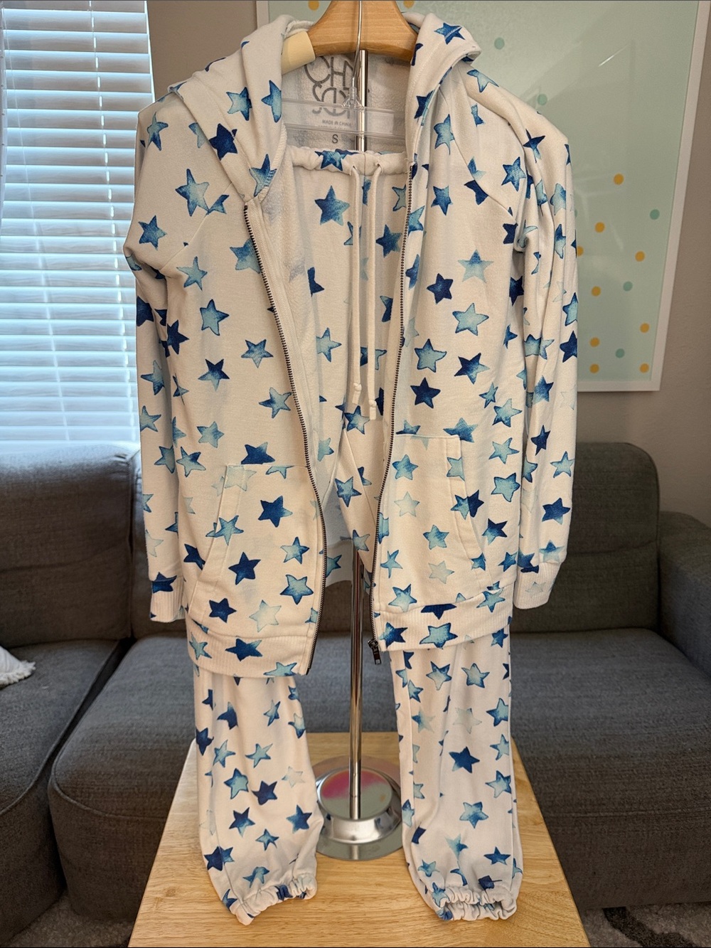 Chaser White Star Print Hoodie & Joggers Set